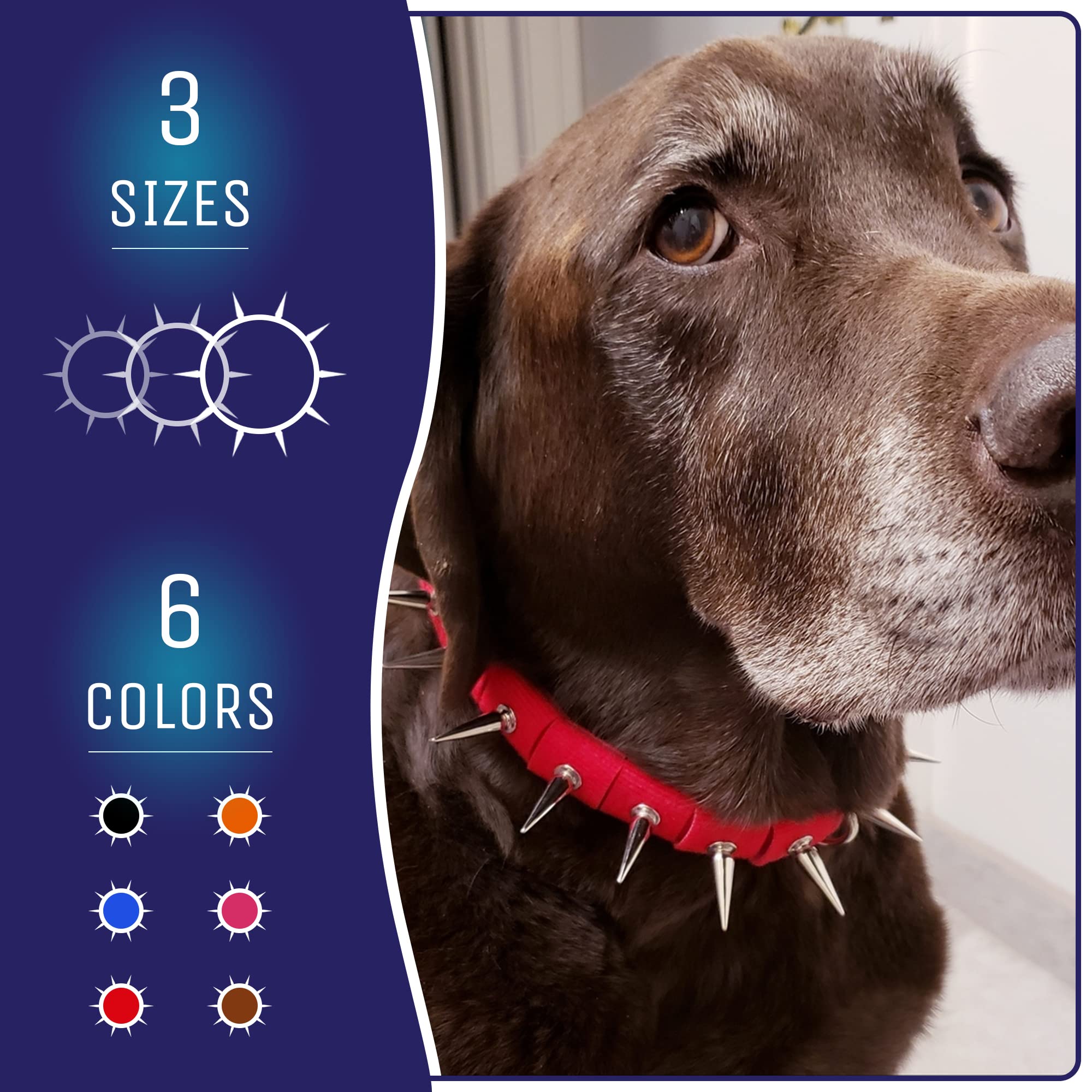 Coyotecollar Spiked Dog Collar - Red Large Spike Collar, Adjustable, For Dogs And Coyotes